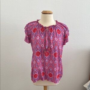 Floral Pink and Red Women's Top